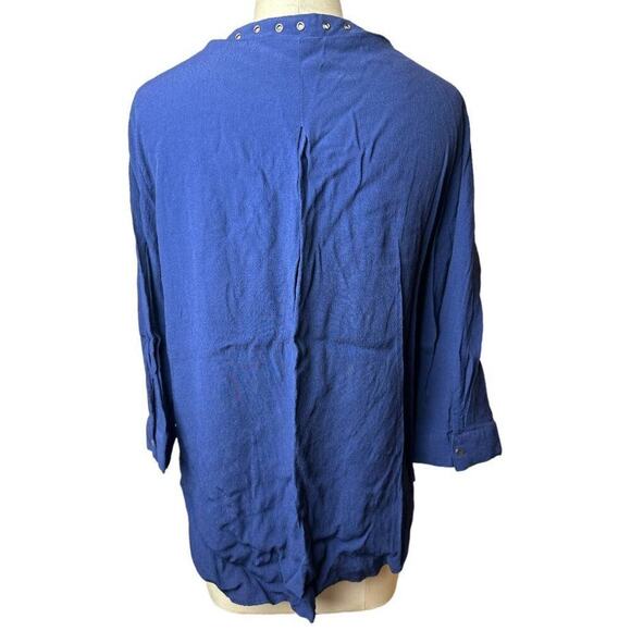 Mo : Vint Navy 3/4 Sleeve V-Neck Blouse Women's Size M - Picture 3 of 7